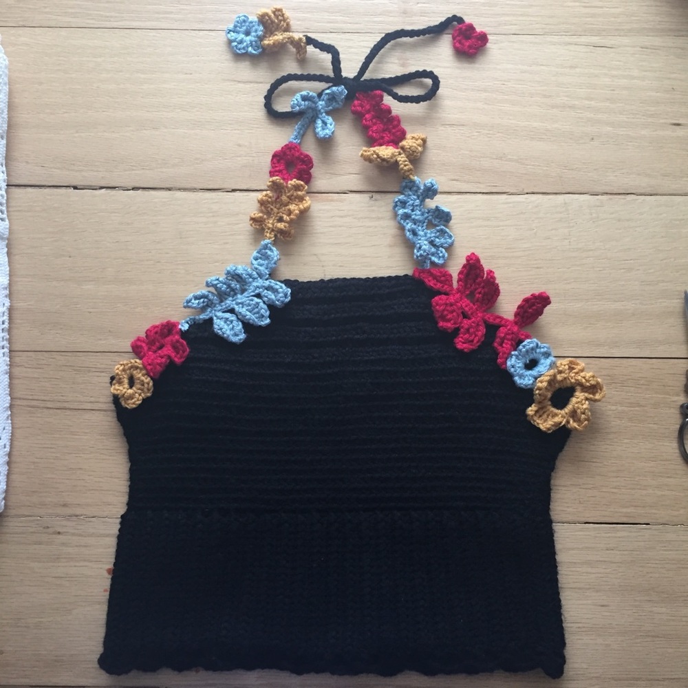 Vintage crochet crop halter top